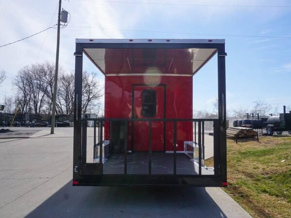 8.5 x 22 Red V-Nose BBQ Porch Concession with Blackout Trim Package - Image 8