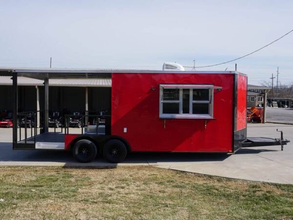 8.5 x 22 Red V-Nose BBQ Porch Concession with Blackout Trim Package - Image 11