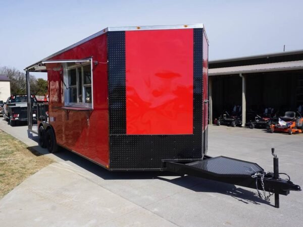 8.5 x 22 Red V-Nose BBQ Porch Concession with Blackout Trim Package - Image 9