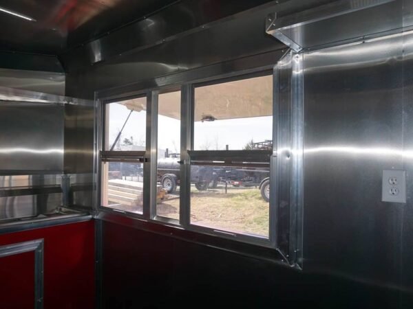 8.5 x 22 Red V-Nose BBQ Porch Concession with Blackout Trim Package - Image 25