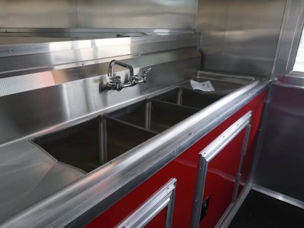 8.5 x 22 Red V-Nose BBQ Porch Concession with Blackout Trim Package - Image 29