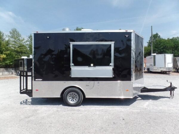 8.5' x 12' Black Concession Food Trailer - Image 13