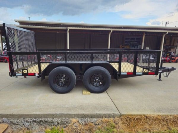 7' X 12' Straight Deck Utility Trailer 2ft Mesh Sides Double Axle 7K GVWR - Image 8