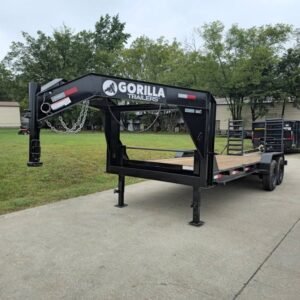 7x20 Gooseneck Equipment Trailer (2) 7K Axles Standup Ramps I-Beam 14K GVWR