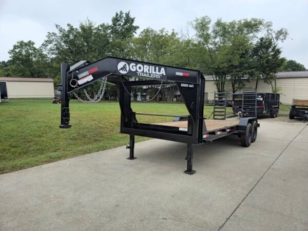 7x20 Gooseneck Equipment Trailer (2) 7K Axles Standup Ramps I-Beam 14K GVWR