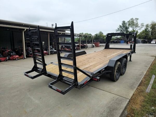 7x20 Gooseneck Equipment Trailer (2) 7K Axles Standup Ramps I-Beam 14K GVWR - Image 6