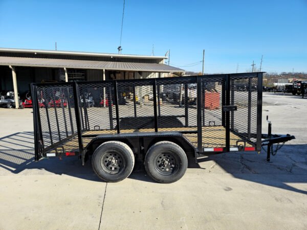 6.4' X 12' Straight Deck Tandem Utility Trailer 4ft Mesh Sides (2) 3,500lb Axles - Image 8