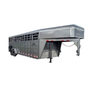 24ft Charcoal Gooseneck Livestock Trailer  (2) 7K Axles