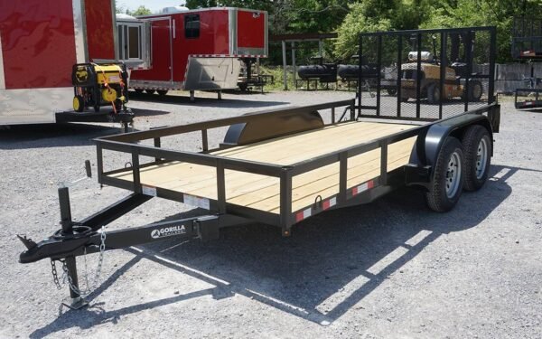 Utility Trailer 6.4' x 14' Spring Assist A-Frame Tall Gate Double Axle 7K GVWR - Image 2