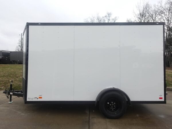 7x12 Enclosed Trailer White V-Nose Blackout Package 3,500lb Axle Storage - Image 4