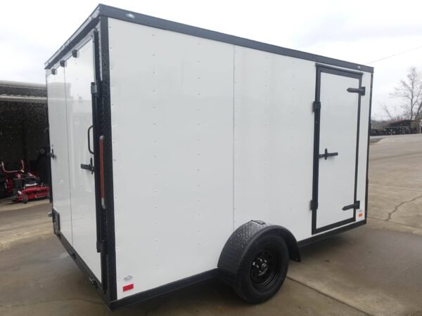 7x12 Enclosed Trailer White V-Nose Blackout Package 3,500lb Axle Storage - Image 6