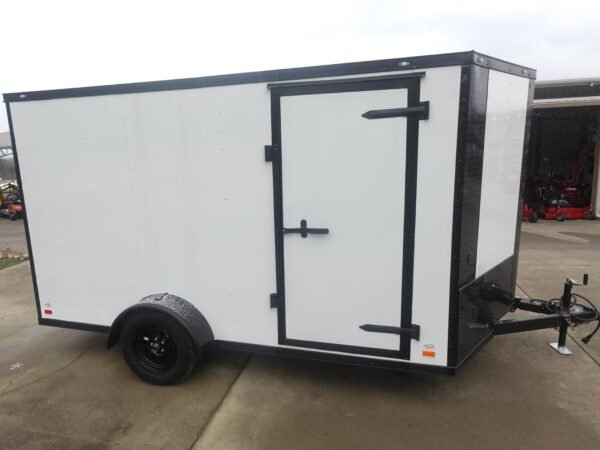 7x12 Enclosed Trailer White V-Nose Blackout Package 3,500lb Axle Storage - Image 3