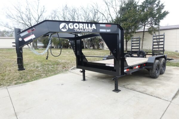 7x14 Gooseneck Equipment Trailer (2) 7K Axles with Stand-Up Ramps 14k Gvwr