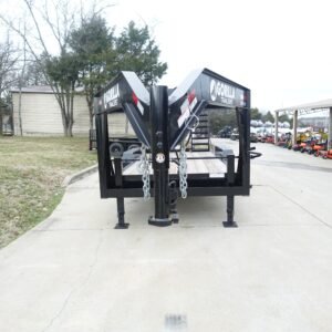 7x16 Gooseneck Equipment Trailer (2) 7K Axles with Stand-Up Ramps