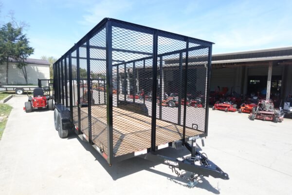 7' x 18' Tandem Straight Deck Utility Trailer 6ft Mesh Sides 7K GVWR - Image 2