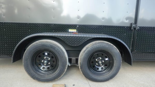 7x20 V Nose Charcoal With Black Out Trim Enclosed Trailer (2) 3500 LB Axles 9 Ft Interior height Barn Doors - Image 10
