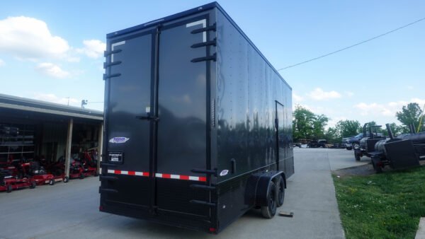 7x20 V Nose Charcoal With Black Out Trim Enclosed Trailer (2) 3500 LB Axles 9 Ft Interior height Barn Doors - Image 7