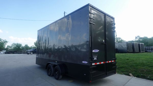 7x20 V Nose Charcoal With Black Out Trim Enclosed Trailer (2) 3500 LB Axles 9 Ft Interior height Barn Doors - Image 6