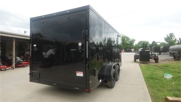7x16 Enclosed Trailer Black V-Nose Blackout Pkg Tandem Axle Storage 6.4 Interior Height - Image 4