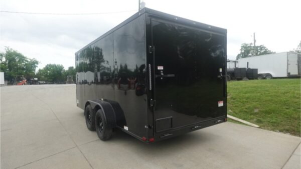 7x16 Enclosed Trailer Black V-Nose Blackout Pkg Tandem Axle Storage 6.4 Interior Height - Image 6