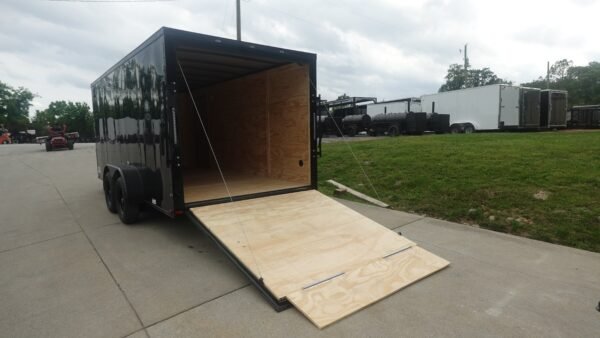 7x16 Enclosed Trailer Black V-Nose Blackout Pkg Tandem Axle Storage 6.4 Interior Height - Image 8
