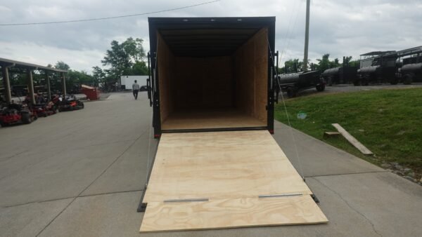 7x16 Enclosed Trailer Black V-Nose Blackout Pkg Tandem Axle Storage 6.4 Interior Height - Image 9