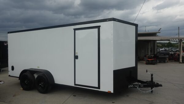 7x16 Enclosed Trailer Black V-Nose Blackout Pkg Tandem Axle Storage 6.4 Interior Height - Image 11