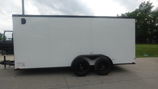 7x16 Enclosed Trailer Black V-Nose Blackout Pkg Tandem Axle Storage 6.4 Interior Height - Image 13