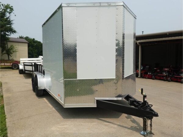 7x16 Tandem White V-Nose Hybrid Enclosed Trailer - Image 3