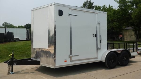 7x16 Tandem White V-Nose Hybrid Enclosed Trailer