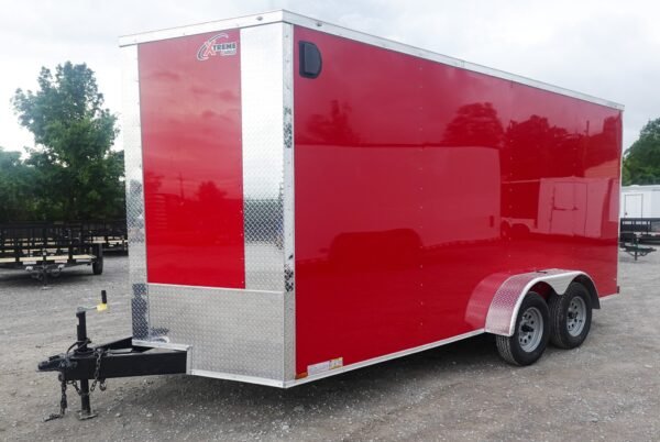 7x16 Red  V-Nose Enclosed Trailer (2) 3,500lb Axles 7ft Interior - Image 2