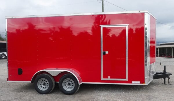 7x16 Red  V-Nose Enclosed Trailer (2) 3,500lb Axles 7ft Interior - Image 4