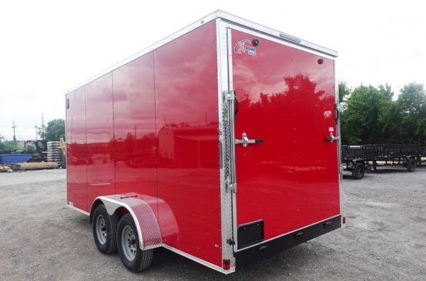 7x16 Red  V-Nose Enclosed Trailer (2) 3,500lb Axles 7ft Interior - Image 6
