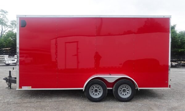 7x16 Red  V-Nose Enclosed Trailer (2) 3,500lb Axles 7ft Interior - Image 7