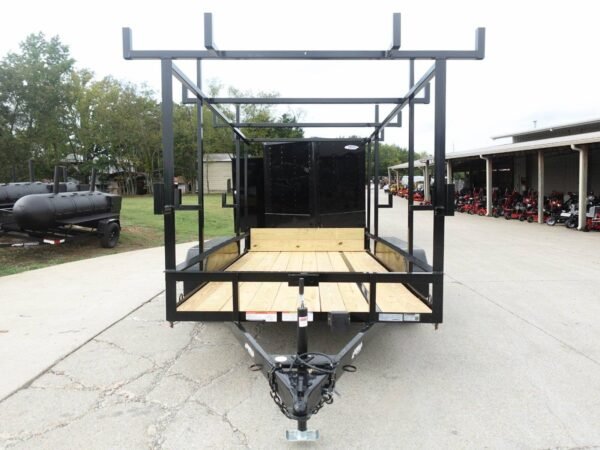 6.4x12 Straight Deck Utility Trailer 6ft Ladder Racks (2) 3500lb Axles - Image 2