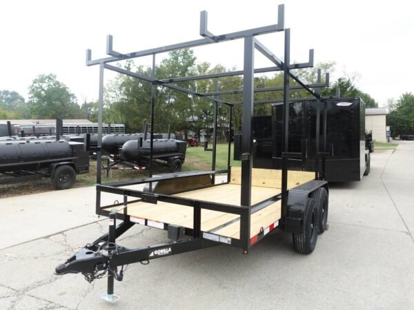 6.4x12 Straight Deck Utility Trailer 6ft Ladder Racks (2) 3500lb Axles - Image 3