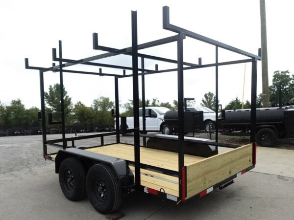 6.4x12 Straight Deck Utility Trailer 6ft Ladder Racks (2) 3500lb Axles - Image 8
