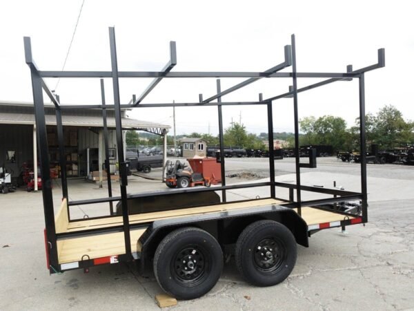 6.4x12 Straight Deck Utility Trailer 6ft Ladder Racks (2) 3500lb Axles - Image 12