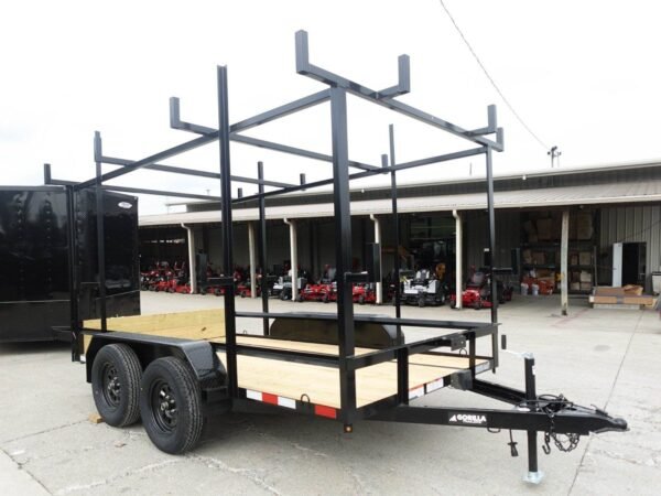 6.4x12 Straight Deck Utility Trailer 6ft Ladder Racks (2) 3500lb Axles - Image 13
