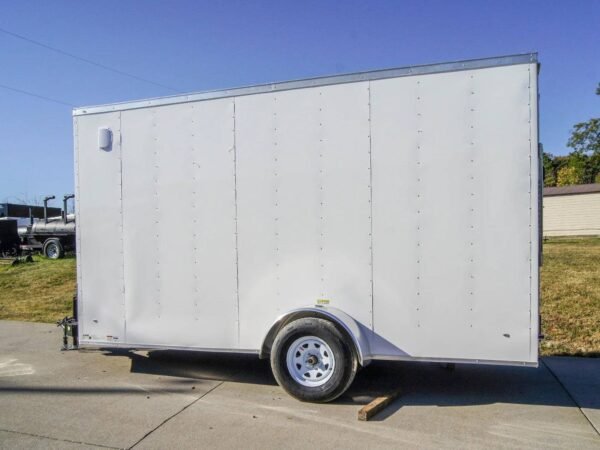 6x14 White Slant Top V-Nose Enclosed Trailer 3,500lb Axle - Image 6