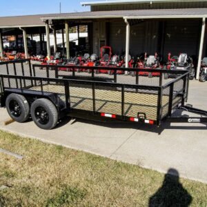 6.4x16 Dovetail Utility Trailer 2ft Mesh (2) 3500lb Axles 7K GVWR