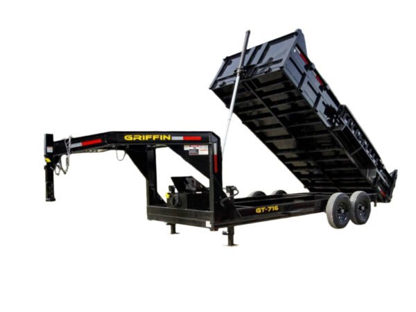 7x16 Gooseneck Telescopic Dump Trailer with 2ft Sides (2) 7K Axles