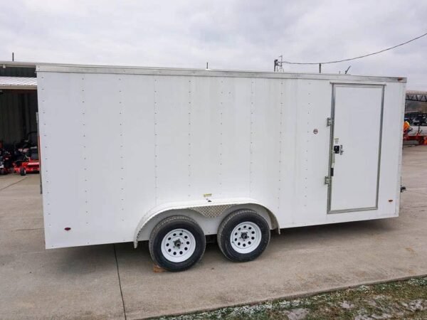 7x16 White V-Nose Enclosed Trailer Lawn Mower Cargo Trailer Storage - Image 11