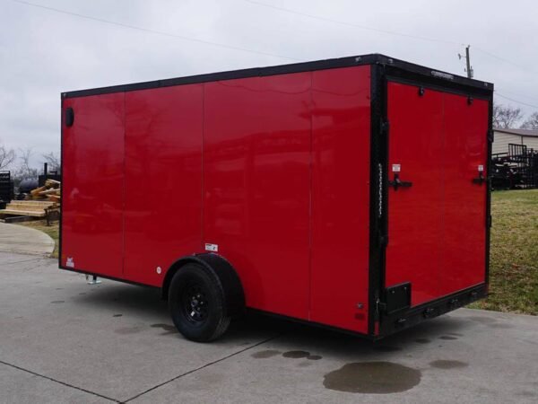 7x12 Enclosed Trailer Red V-Nose Blackout Package 3,500lb Axle Storage - Image 6