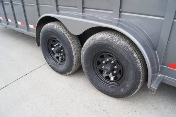 24ft Charcoal Gooseneck Livestock Trailer  (2) 7K Axles - Image 9