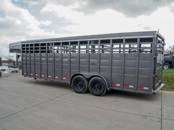 24ft Charcoal Gooseneck Livestock Trailer  (2) 7K Axles - Image 4