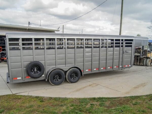 24ft Charcoal Gooseneck Livestock Trailer  (2) 7K Axles - Image 2