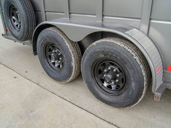 24ft Charcoal Gooseneck Livestock Trailer  (2) 7K Axles - Image 12