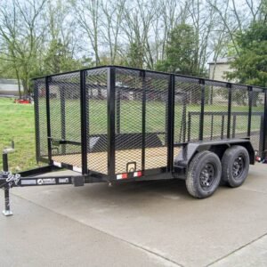 6.4x12 Dovetail Utility Trailer with 4ft Mesh Sides (2) 3,500lb Axles