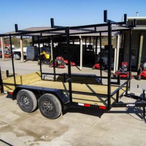 6.4x12 Straight Deck Utility Trailer 6ft Ladder Racks (2) 3500lb Axles